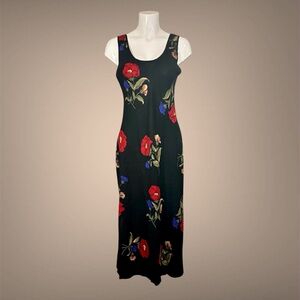 Women's Colesce Couture Lingerie Black Floral Long Dress, Sleeveless, Size M